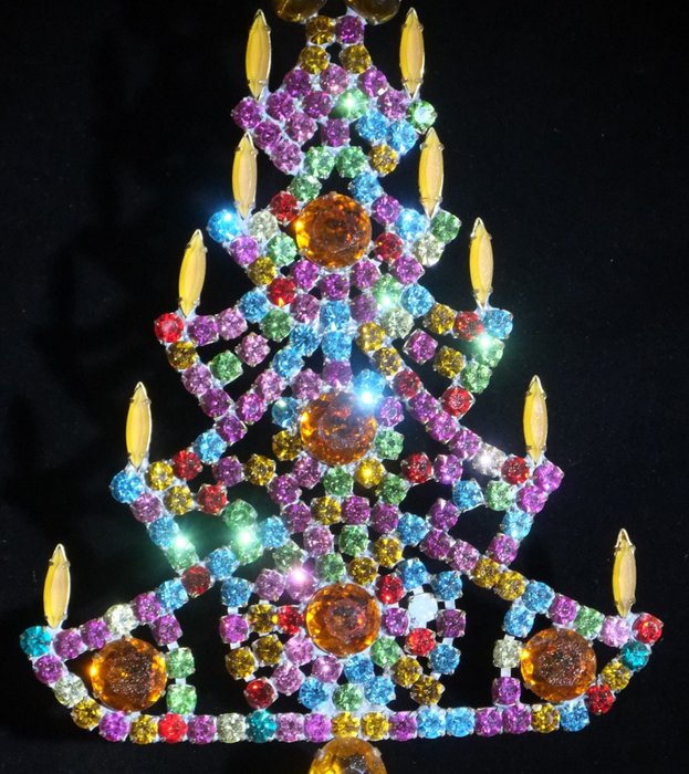 Albero di Natale con cristalli Swarovski -alto 21 cm - Ottone placcato oro e cristalli Swarovski