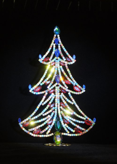 Albero di Natale con cristalli Swarovski -alto 23 cm - Ottone placcato oro e cristalli Swarovski