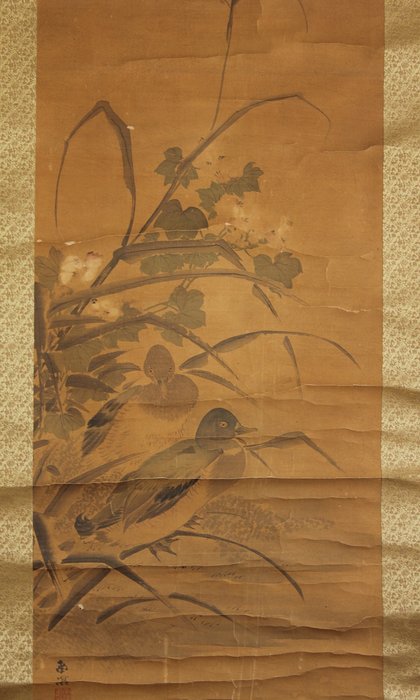 Kacho-ga 花鳥 - With signature and seal Nanmei 南溟(春木 南溟 Haruki Nanmei 1795-1878) - Giappone - Tardo periodo Edo - Meiji (1840-1870)