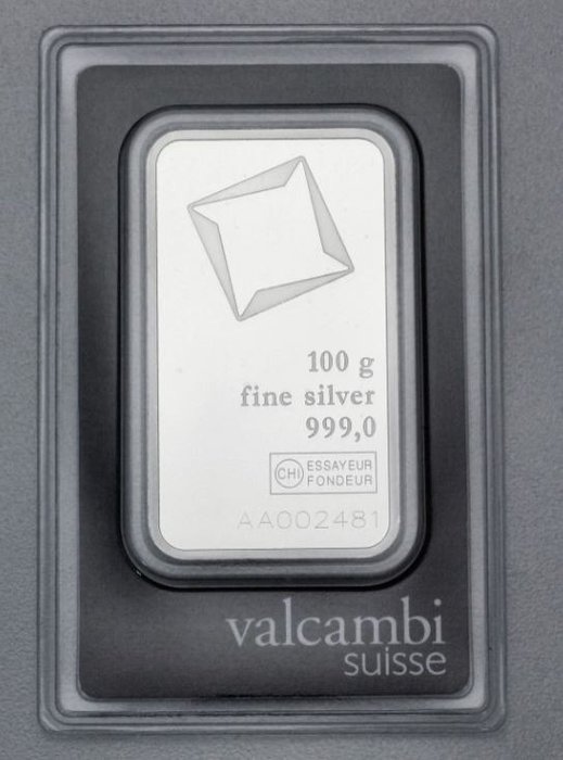 100 gram - Sølv - Valcambi  (Ingen reservasjonspris)