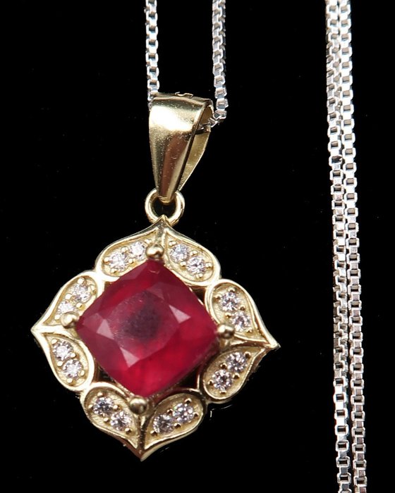 红宝石 - 银, 实心银信仰项链 - 红宝石 - 国王之石 - 抵御负能量 - 项链