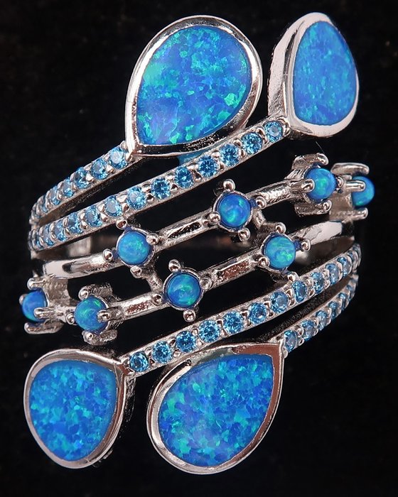 Opal - Sølv, Suveren dignitær ring - Opal, zirconias - Kommunikasjon med de åndelige verdener - Ring