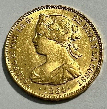Spanje. Isabel II (1833-1868). 100 Reales 1864 Madrid