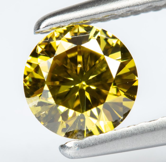 Diamond - 0.37 ct - Natural Fancy Vivid Brownish Yellow - SI2 *NO RESERVE*