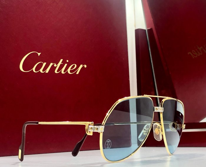 Cartier - Vintage Cartier Vendome Santos 84’s Sunglasses Occhiali da sole placcato oro Frame Lunette Brille - Zonnebril