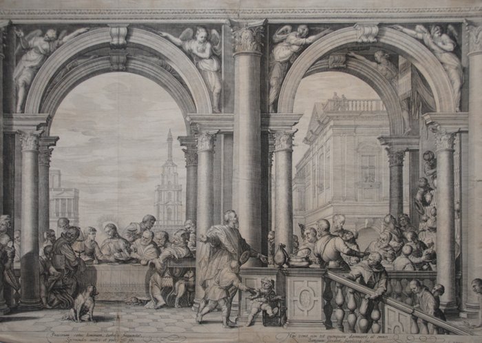 Jan Pietersz. Saenredam (1565-1607) - Christus aan de maaltijd in het huis van Levi de Tollenaar