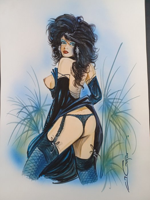 Jacques Geron - Illustrazione Originale "Sexy Color Pin Up" - Firmato - Página suelta - Copia única