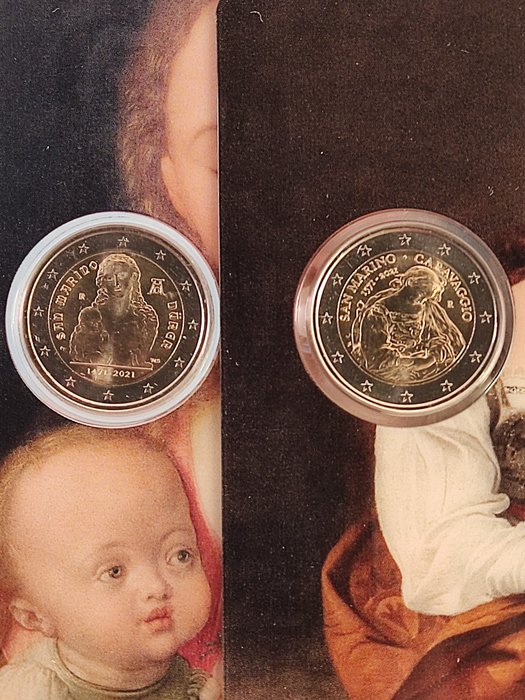 São Marinho. 2 Euro 2021 "Dürer" + "Caravaggio" (2 monete)  (Sem preço de reserva)