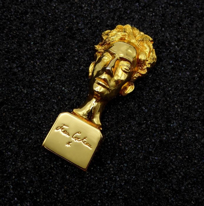 Jean Cocteau, "il “ragazzo terribile” (1889-1963) - Spilla "Busto" 1993 - Figură în miniaturală - Gold plated