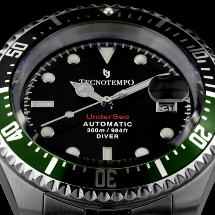 Tecnotempo® - Automatic Diver 300M "UnderSea" - Limited Edition - - - Ingen mindstepris - TT.300US.GRB (Black/Green) - Mænd - 2011-nu