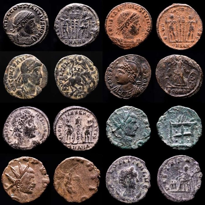 Römisches Reich. Lot comprising eight (8) AE coins:  Antoninianus, Follis, Maiorinas. Antoninianus, Follis, Maiorinas. Constantius II. Constantine II, Claudius II, Constantine I, Salonina, Constantinopolis.