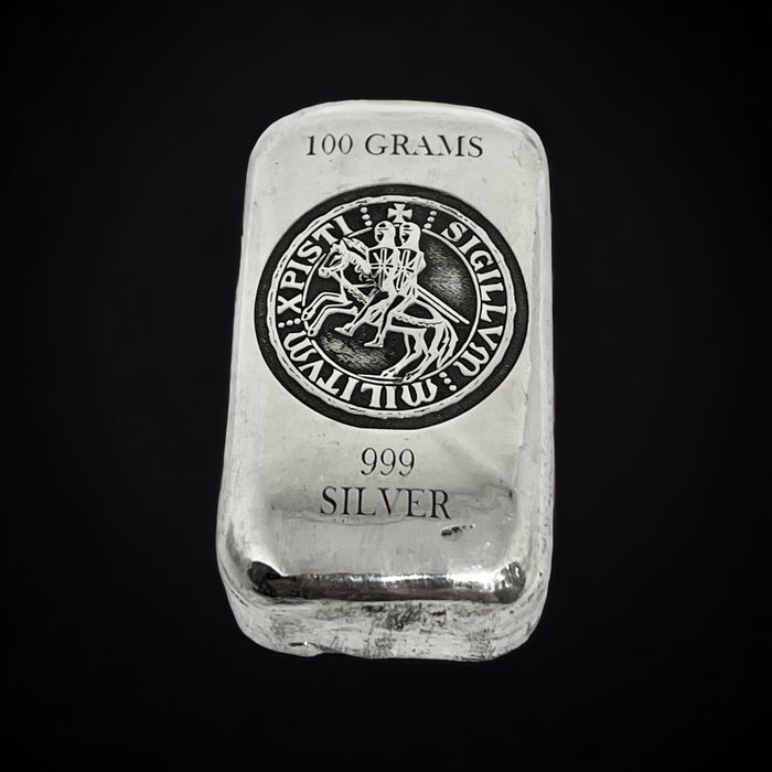 100 grams - Silver .999 - Sigillum Militum Xpisti - No Reserve