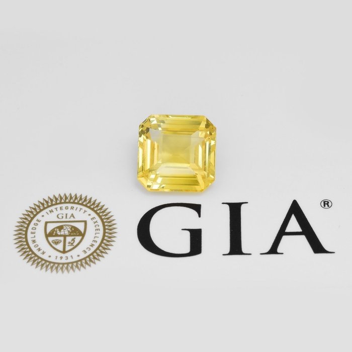1 pcs (GIA-sertifisert) - (Uoppvarmet) - Gul Safir - 5.16 ct