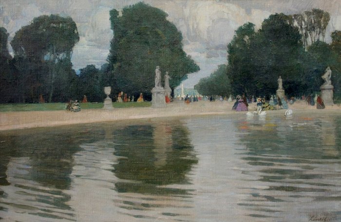 Philip Alexius Laszlo De Lombos (1869-1937), Attributed to - In the Tuileries garden in Paris