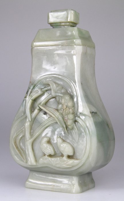 Vase Sculpture Pierre Dure Chine Chinese Carved Hardstone Vase Covered - Stein (Mineralstein) - China