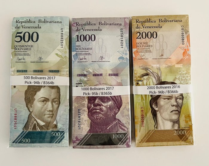 Venezuela. - 100 x 500, 1000, 2000, 10.000, 20.000, 100.000 Bolívares 2016/2017