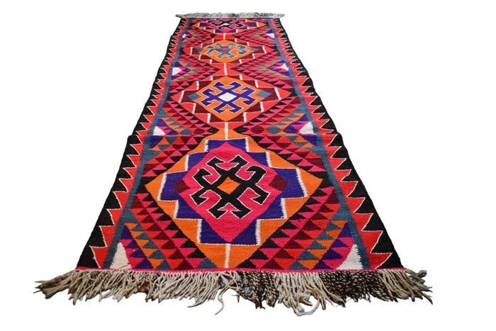 色彩繽紛的庫爾迪部落 - 長條地毯 - 330 cm - 100 cm