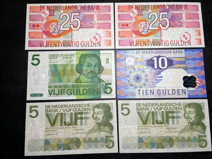 Paesi Bassi. - 6 banknotes - various dates