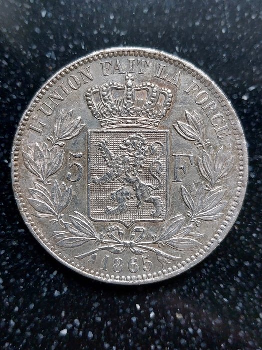Belgio. Leopold I (1831-1865). 5 Francs 1865 KM#17