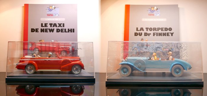 Moulinsart / Hachette - Tintin - 2 - Ensemble de 2 voitures 1:24 - Le Taxi de New Delhi – la Torpedo du Dr Finney