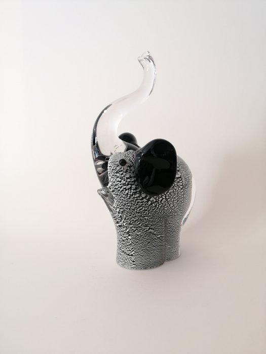 Seguso - Elefante scultura - Foglia argento, Vetro