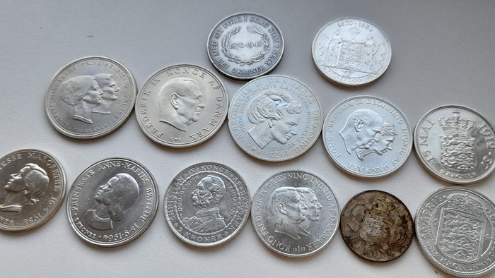 Denmark. Lot of 13 Coins 1906-1972