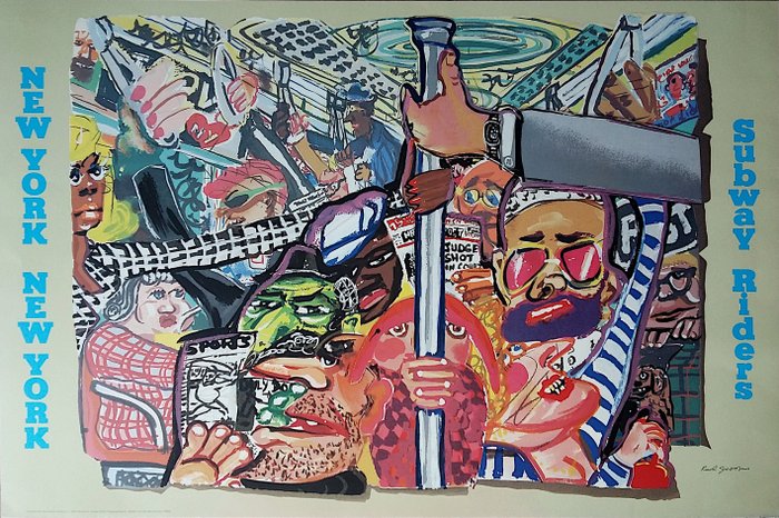 Red Grooms - Subway Riders - cm.61x91,5 - 1983