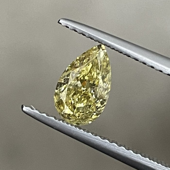 1 pcs Diament - 1.05 ct - gruszkowy - fantazyjny żółty - I1 (z inkluzjami), GIA