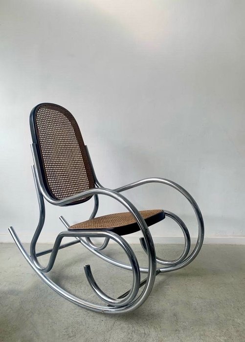 Rocking chair - Chrome plating, Vienna braid