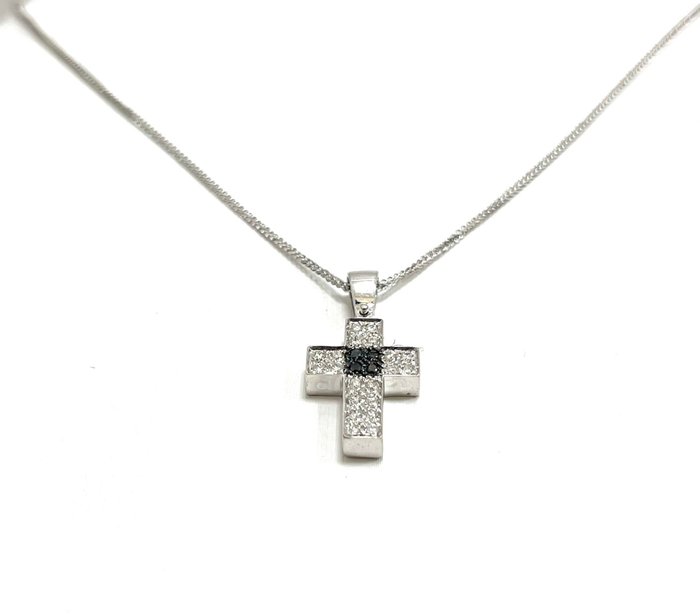 Necklace with pendant - 18 kt. White gold -  0.40 tw. Diamond  (Natural) - Diamond