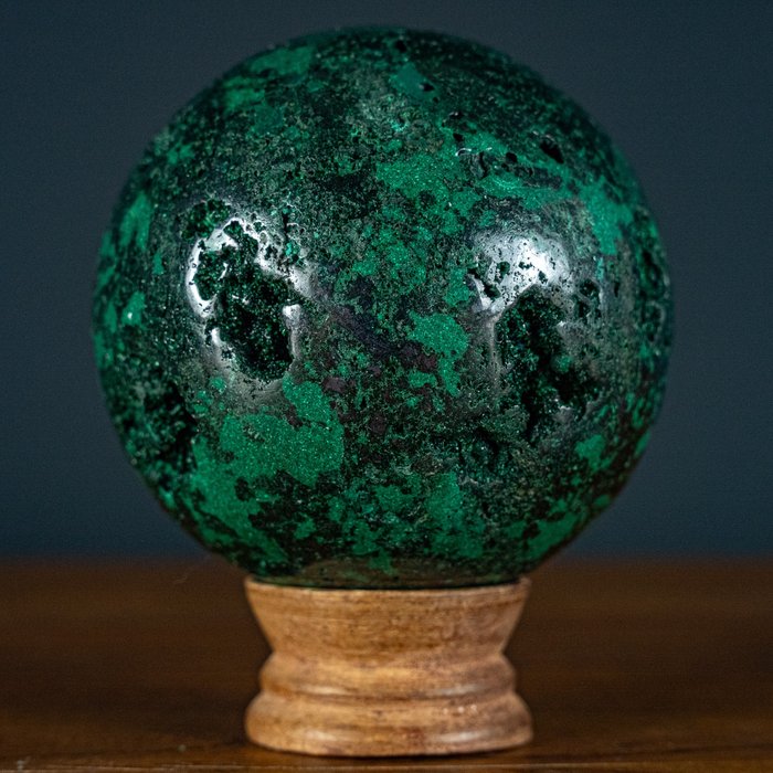 非常罕见 - 天然纤维孔雀石水晶 球体- 1199.66 g