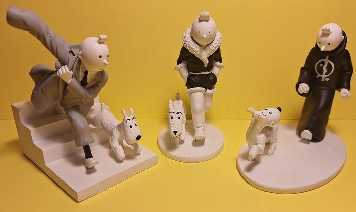 Moulinsart - Hergé - Figurine - Ensemble de 3 figurines Moulinsart hors série N&B -  (3) - Résine synthétique