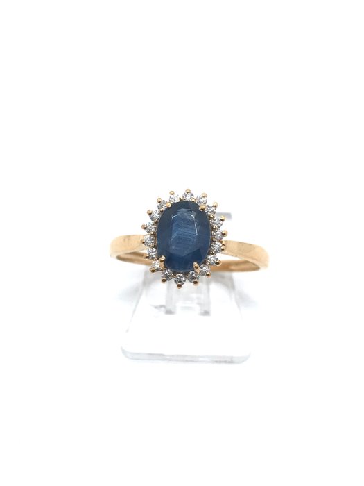 没有保留价 - NESSUN PREZZO DI RISERVA - 戒指 - 18K包金 黄金 -  1.60 tw. 蓝宝石 - 钻石 