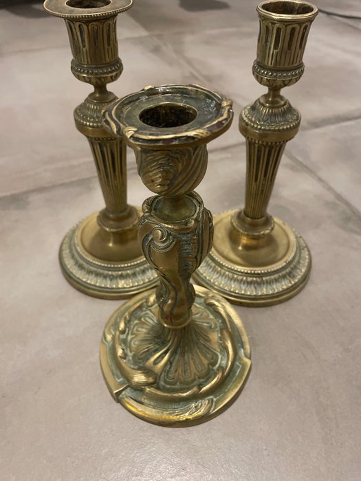 Chandelier (3) - Style Louis XVI - Bronze (doré) - XIXe siècle