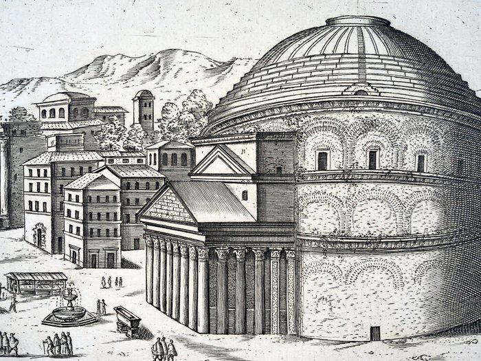 Giacomo Lauro (act.1583-1645) - The Pantheon, Rome, Italy, 1624