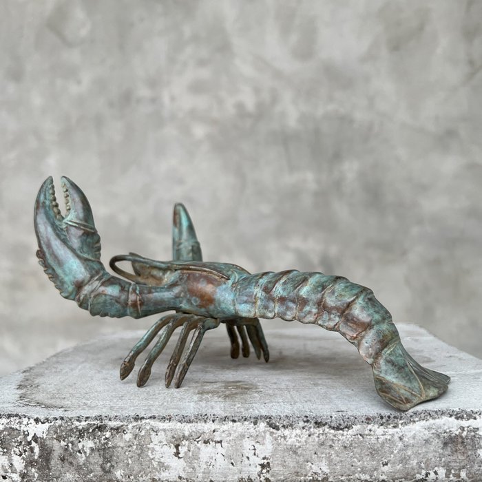 sculptuur, NO RESERVE PRICE - Bronze Patinated Lobster Sculpture - 11 cm - Brons