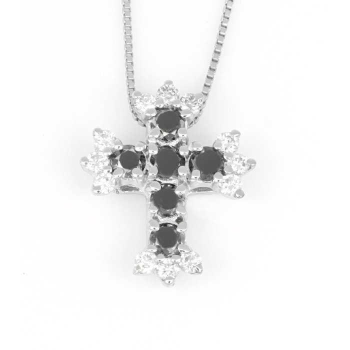 18 kt. White gold - Necklace with pendant - 0.24 ct Diamond - Diamond