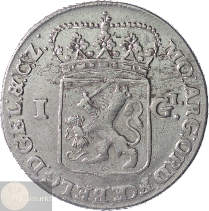 Netherlands, Gelderland. 1 Gulden op Generalteitsmuntvoet 1763