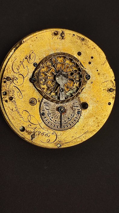 Mouvement d'horloge - Mouvement de montre de poche Verga de 1849 par "Robert Courvoisier" avec boîtier d'origine en - Robert et Courvoisier - Maisons Louis Courvoisier - Laiton Émail - 1800-1850