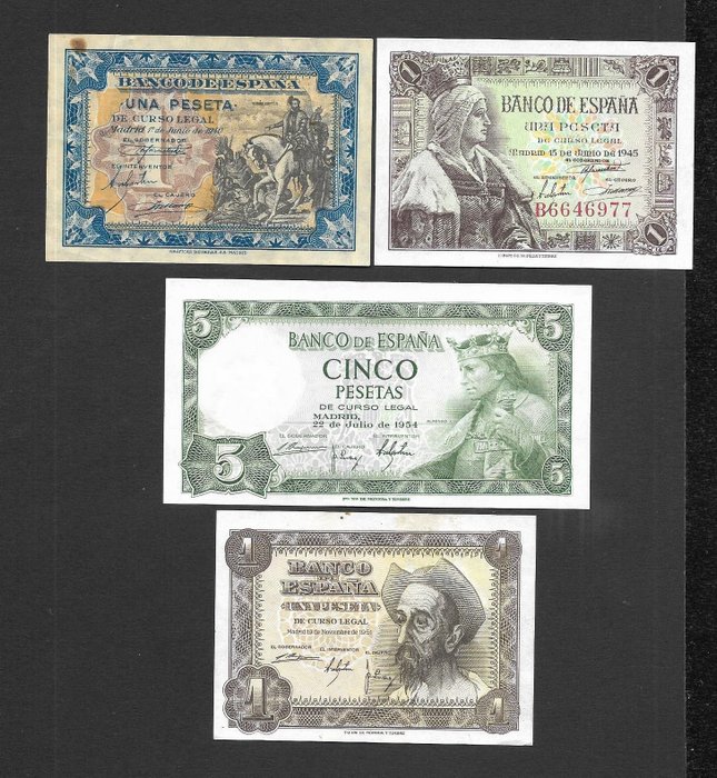Spain. - 4 banknotes - various dates