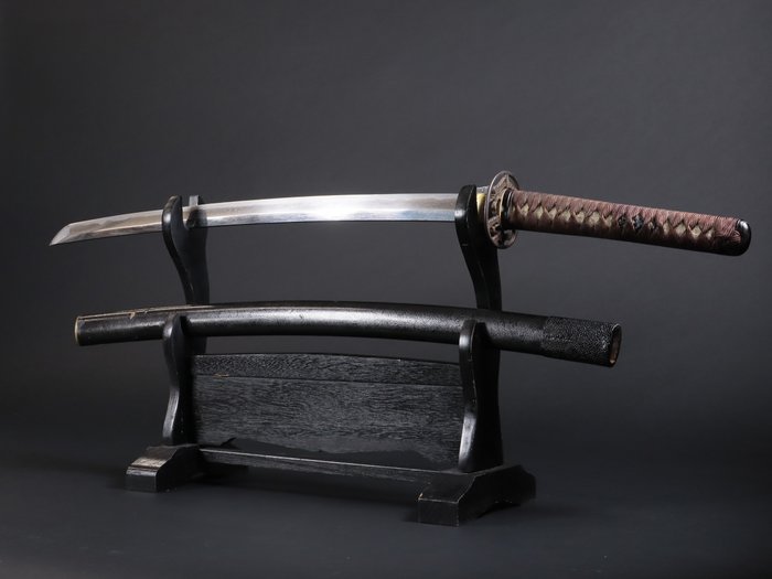 武士刀 - Antique Unsigned Japanese Sword Nihonto with Pine Tree Openwork Tsuba - 日本 - 江戶時代（1600-1868）