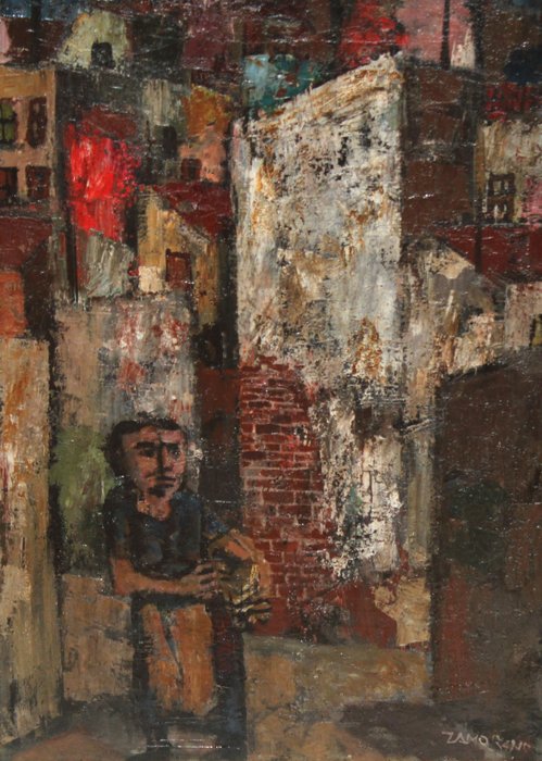 Ricardo Zamorano (1924-2020) - Vista urbana con figura