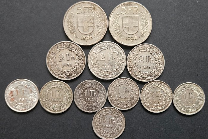 Switzerland. Lot of 12 Coins