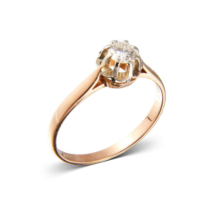 戒指 - 玫瑰金, 白金  0.32ct. 圆形 钻石 