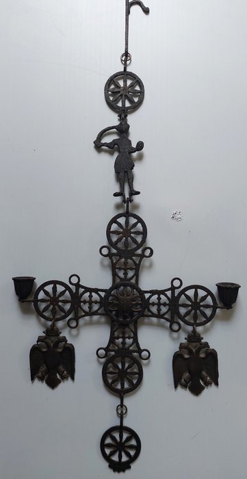 Bougeoir byzantin en bronze - 70 cm - École d’Amsterdam - Bois