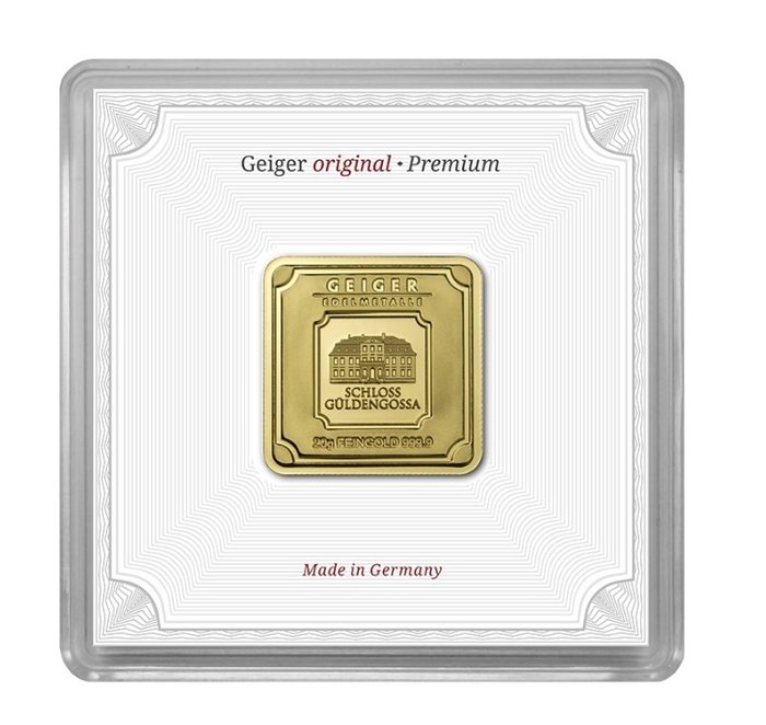 20 gramów - Złoto .999 - Geiger Goldbarren Gold mit Seriennummer in Box - UV Schutz - Zapieczętowany z certyfikatem