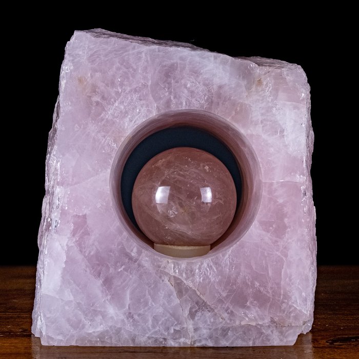 美麗的 A++ 玫瑰石英 巴西稀有攤位上的球體- 7707.62 g