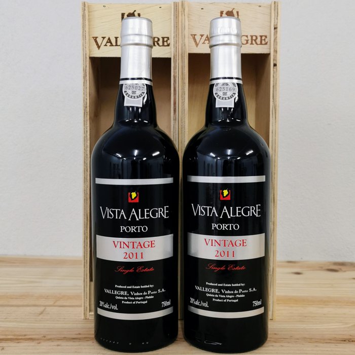 2011 Vallegre, Vista Alegre - Douro Vintage Port - 2 Flasker  (0,75 l)