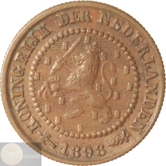 Países Bajos. Wilhelmina. ½ cent 1898