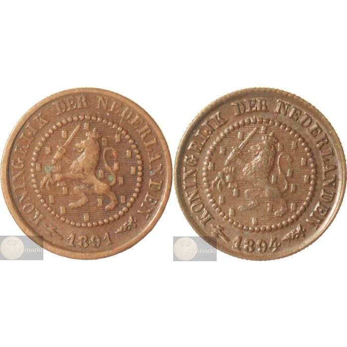 Niederlande. Wilhelmina. ½ cent 1891 & 1894